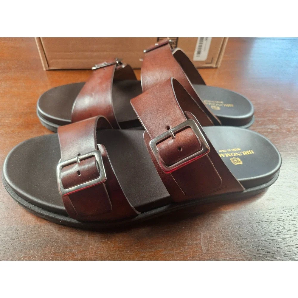 Bruno Magli Men's Sandals Erasmo Buckle Rustic Brown Genuine‎ Leather 13 M